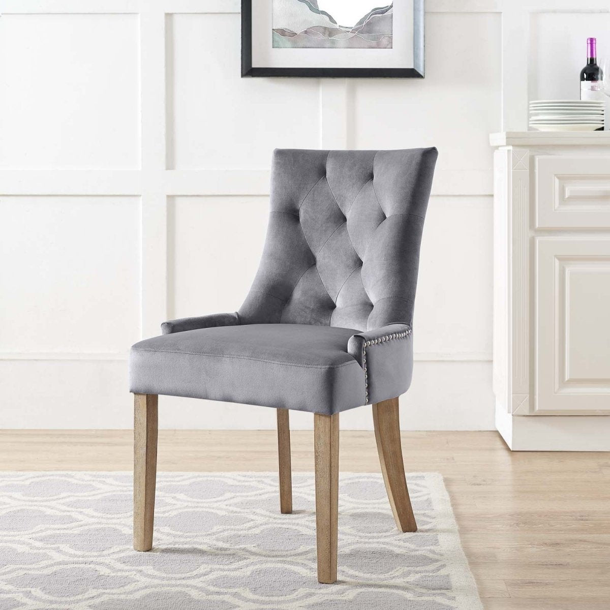 Tufted Performance Velvet Dining Chair with Nailhead Trim and Back Ring - Dining Chairs available at Alpine Outlets in Denver