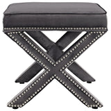 Tufted Velvet Bench Ottoman with Nailhead Trim – 20 Inch - Ottomans available at Alpine Outlets in Denver