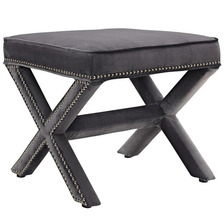 Tufted Velvet Bench Ottoman with Nailhead Trim – 20 Inch - Ottomans available at Alpine Outlets in Denver