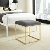 Tufted Velvet Ottoman with Gold Base – 18 Inch Square - Ottomans available at Alpine Outlets in Denver