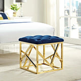 Tufted Velvet Ottoman with Gold Base – 18 Inch Square - Ottomans available at Alpine Outlets in Denver