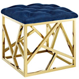 Tufted Velvet Ottoman with Gold Base – 18 Inch Square - Ottomans available at Alpine Outlets in Denver