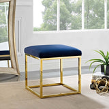 Tufted Velvet Ottoman with Gold Base – 18 Inch Square - Ottomans available at Alpine Outlets in Denver
