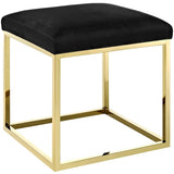 Tufted Velvet Ottoman with Gold Base – 18 Inch Square - Ottomans available at Alpine Outlets in Denver