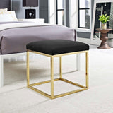 Tufted Velvet Ottoman with Gold Base – 18 Inch Square - Ottomans available at Alpine Outlets in Denver