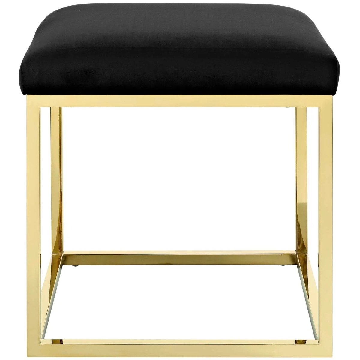 Tufted Velvet Ottoman with Gold Base – 18 Inch Square - Ottomans available at Alpine Outlets in Denver