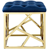 Tufted Velvet Ottoman with Gold Base – 18 Inch Square - Ottomans available at Alpine Outlets in Denver