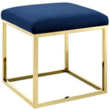Tufted Velvet Ottoman with Gold Base – 18 Inch Square - Ottomans available at Alpine Outlets in Denver