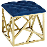 Tufted Velvet Ottoman with Gold Base – 18 Inch Square - Ottomans available at Alpine Outlets in Denver