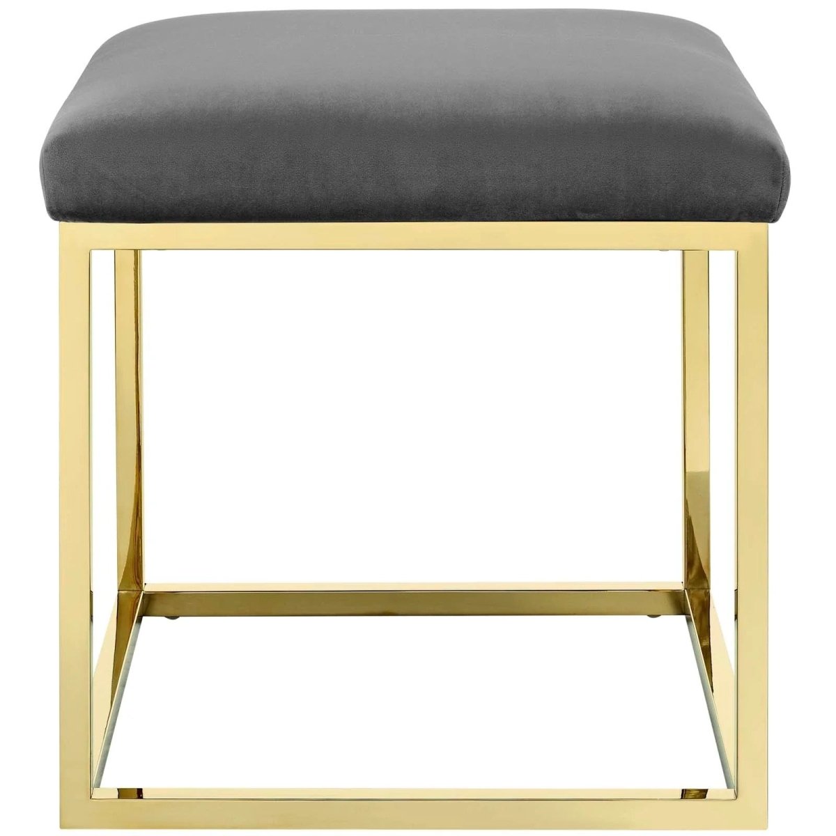 Tufted Velvet Ottoman with Gold Base – 18 Inch Square - Ottomans available at Alpine Outlets in Denver