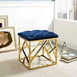 Tufted Velvet Ottoman with Gold Base – 18 Inch Square - Ottomans available at Alpine Outlets in Denver