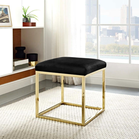 Tufted Velvet Ottoman with Gold Base – 18 Inch Square - Ottomans available at Alpine Outlets in Denver