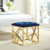 Tufted Velvet Ottoman with Gold Base – 18 Inch Square - Ottomans available at Alpine Outlets in Denver