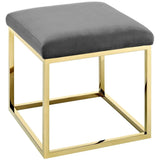 Tufted Velvet Ottoman with Gold Base – 18 Inch Square - Ottomans available at Alpine Outlets in Denver