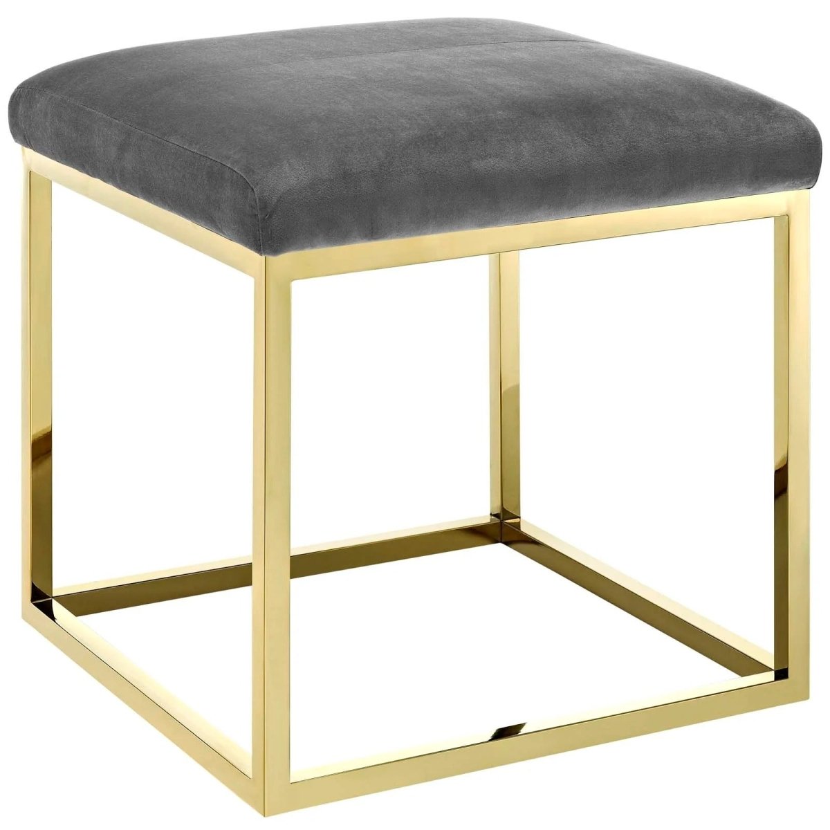 Tufted Velvet Ottoman with Gold Base – 18 Inch Square - Ottomans available at Alpine Outlets in Denver