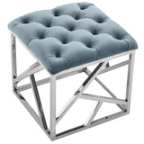 Tufted Velvet Ottoman with Silver Base – 18 Inch Square - Ottomans available at Alpine Outlets in Denver