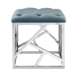 Tufted Velvet Ottoman with Silver Base – 18 Inch Square - Ottomans available at Alpine Outlets in Denver