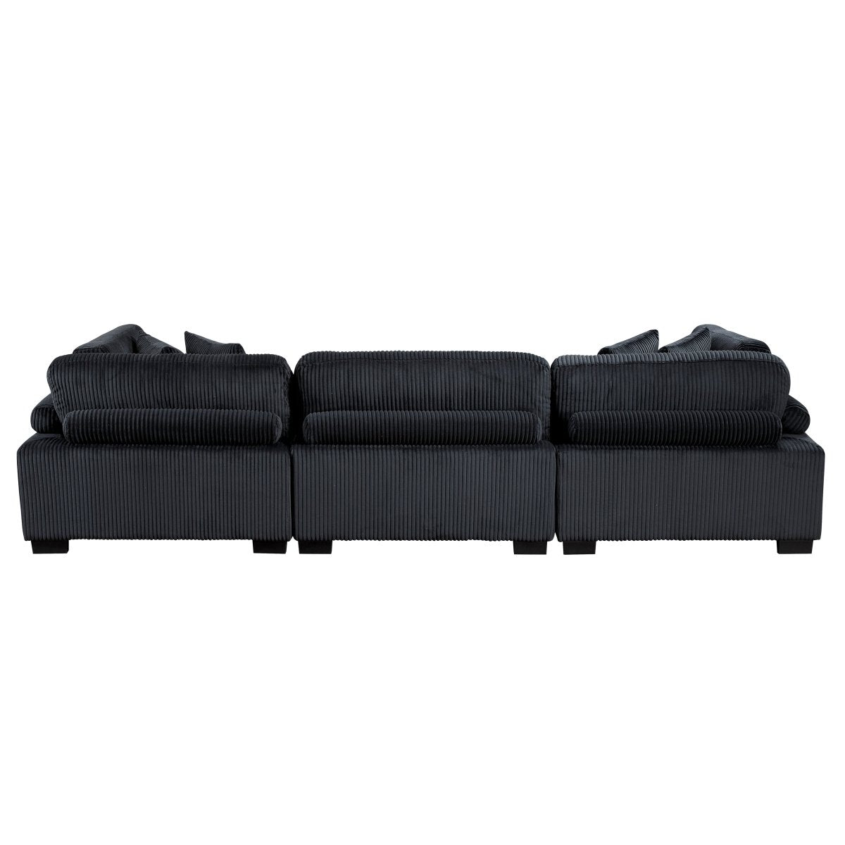 Turbo 135 in. W Pillow Top Arm Corduroy Fabric Rectangle Sofa in Black - Living Room Furniture - Alpine Outlets