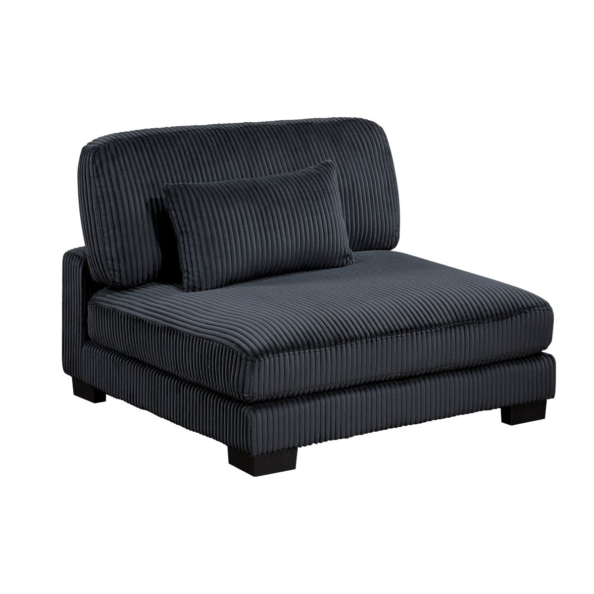 Turbo 135 in. W Pillow Top Arm Corduroy Fabric Rectangle Sofa in Black - Living Room Furniture - Alpine Outlets