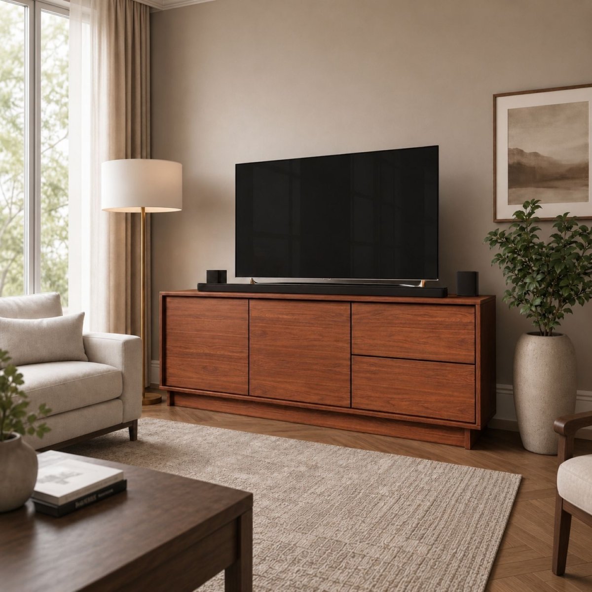 TV Stand For TVs Up To 60" With 2 Doors And 2 Drawers - TV Stands available at Alpine Outlets in Denver