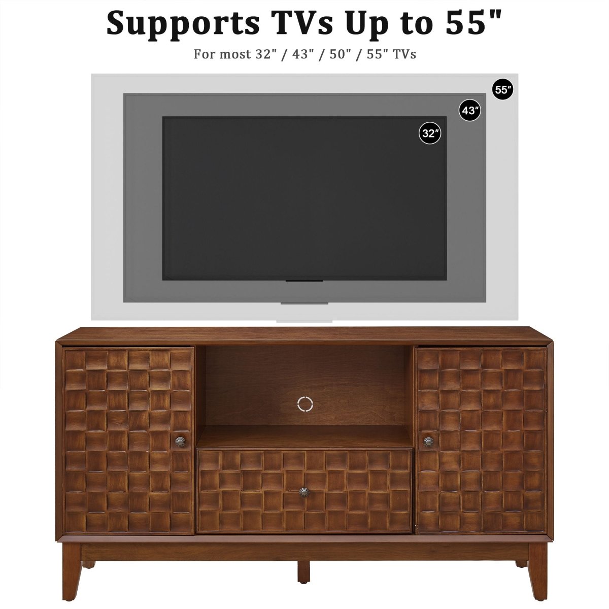 TV Stand With 3D Wood Texture - Brown - TV Stands available at Alpine Outlets in Denver