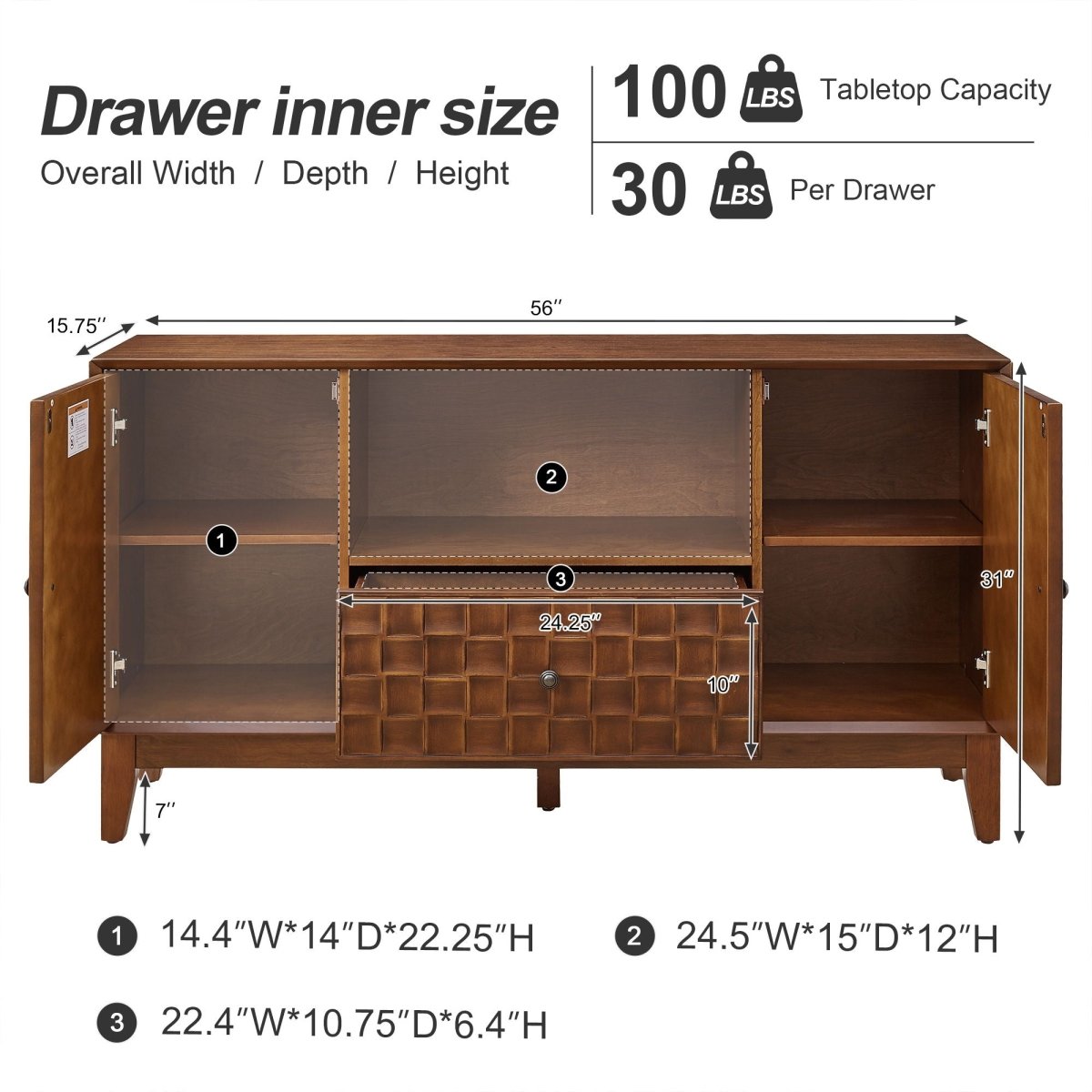 TV Stand With 3D Wood Texture - Brown - TV Stands available at Alpine Outlets in Denver