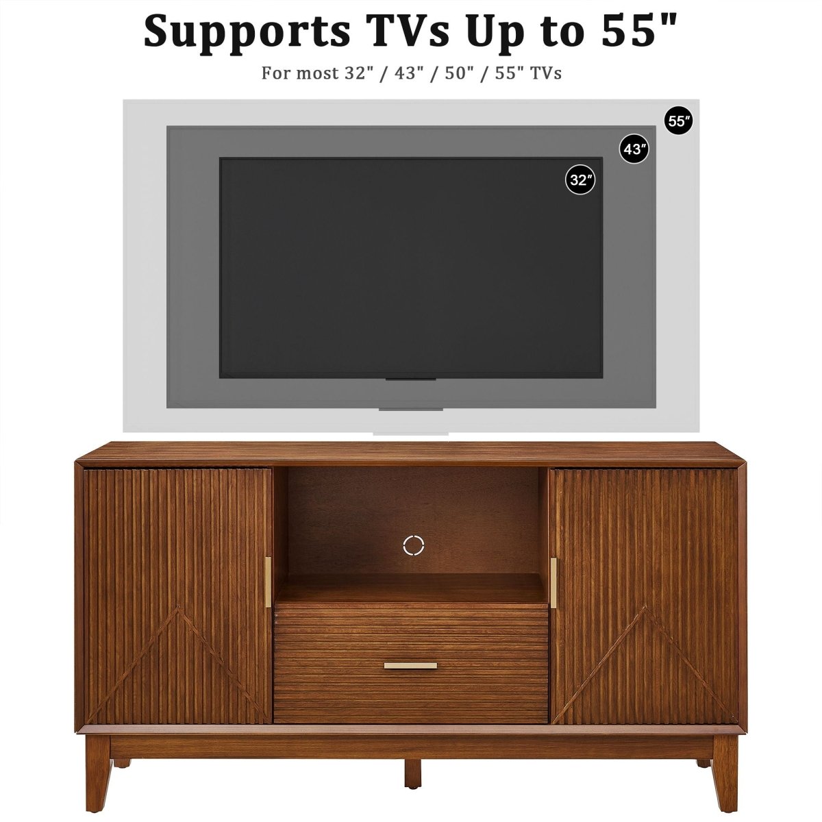 TV Stand With Drawer And Cabinets - Brown - TV Stands available at Alpine Outlets in Denver