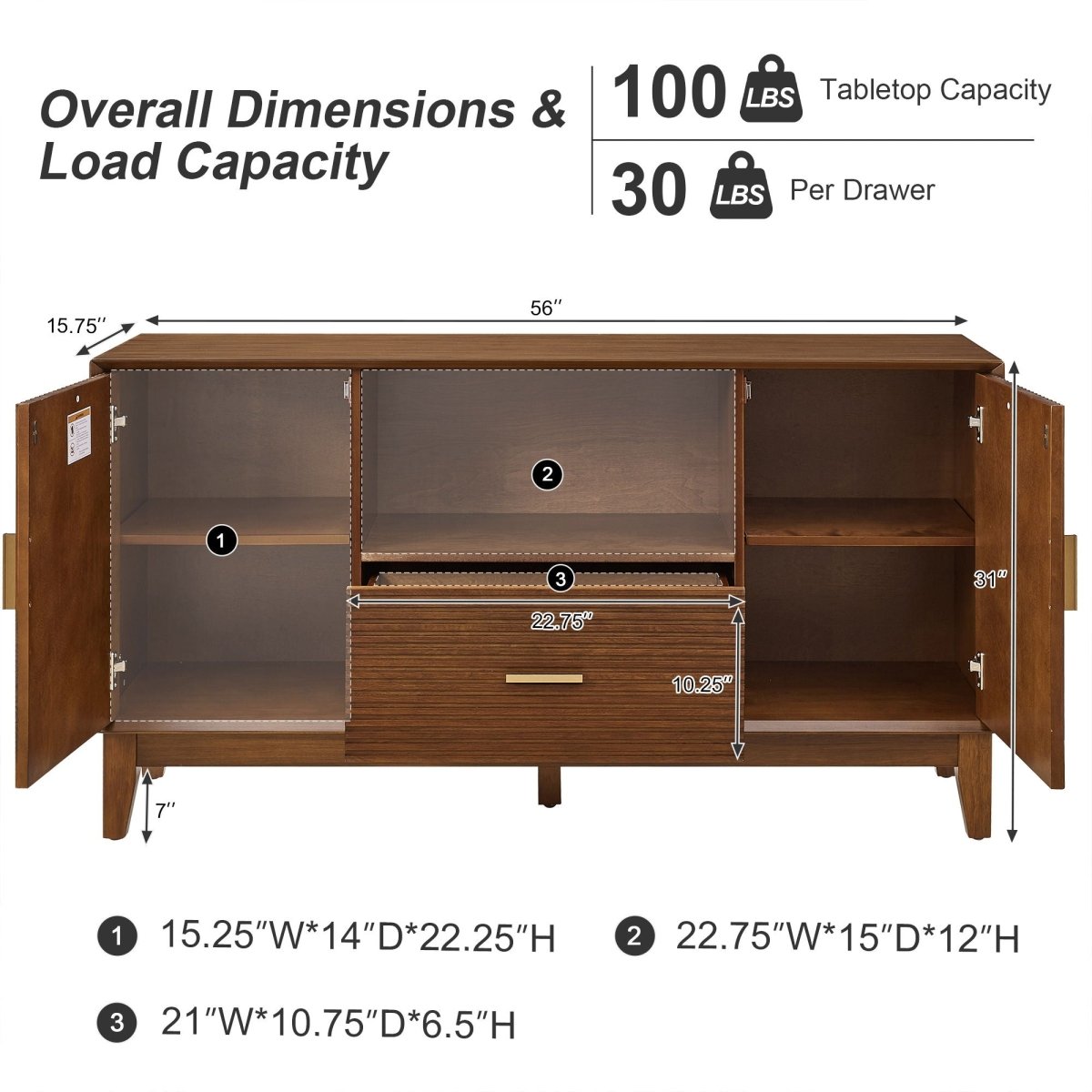 TV Stand With Drawer And Cabinets - Brown - TV Stands available at Alpine Outlets in Denver