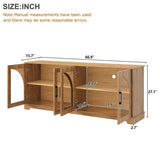 TV Stand With Semi Arched Glass Doors, Media Console With Adjustable Shelves For Living Room - Brown - TV Stands available at Alpine Outlets in Denver