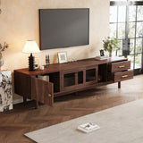 TV Stand With Sliding Doors And 2 Drawers For Living Room - Dark Brown - TV Stands available at Alpine Outlets in Denver