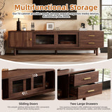 TV Stand With Sliding Doors And 2 Drawers For Living Room - Dark Brown - TV Stands available at Alpine Outlets in Denver