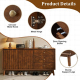 TV Stand With Storage, Entertainment Center, 3 Drawers And 2 Doors For Living Room - Walnut - TV Stands available at Alpine Outlets in Denver
