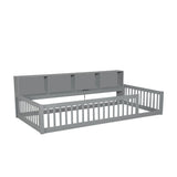Twin Long Floor Bed With Storage Cabinets And USB Ports - Gray - Platform Beds available at Alpine Outlets in Denver