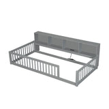 Twin Long Floor Bed With Storage Cabinets And USB Ports - Gray - Platform Beds available at Alpine Outlets in Denver