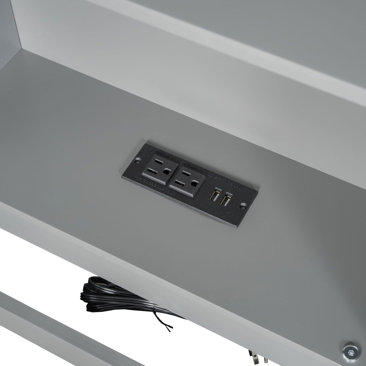 Twin Long Floor Bed With Storage Cabinets And USB Ports - Gray - Platform Beds available at Alpine Outlets in Denver