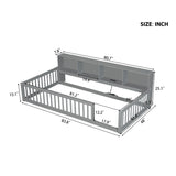 Twin Long Floor Bed With Storage Cabinets And USB Ports - Gray - Platform Beds available at Alpine Outlets in Denver