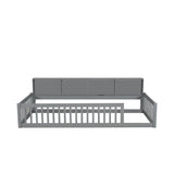 Twin Long Floor Bed With Storage Cabinets And USB Ports - Gray - Platform Beds available at Alpine Outlets in Denver