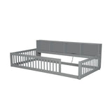 Twin Long Floor Bed With Storage Cabinets And USB Ports - Gray - Platform Beds available at Alpine Outlets in Denver