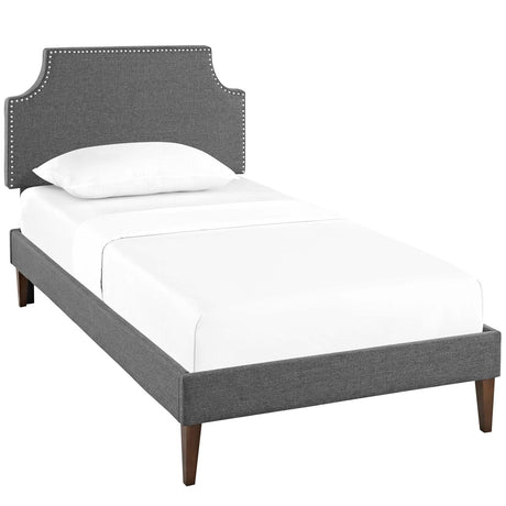 Twin Mid - Century Modern Upholstered Fabric Platform Bed in Gray - Platform Bed available at Alpine Outlets in Denver