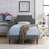 Twin Mid - Century Modern Upholstered Fabric Platform Bed in Gray - Platform Bed available at Alpine Outlets in Denver