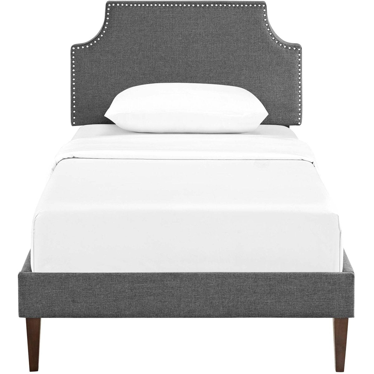 Twin Mid - Century Modern Upholstered Fabric Platform Bed in Gray - Platform Bed available at Alpine Outlets in Denver