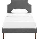Twin Mid - Century Modern Upholstered Fabric Platform Bed in Gray - Platform Bed available at Alpine Outlets in Denver