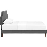 Twin Mid - Century Modern Upholstered Fabric Platform Bed in Gray - Platform Bed available at Alpine Outlets in Denver