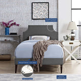 Twin Mid - Century Modern Upholstered Fabric Platform Bed in Gray - Platform Bed available at Alpine Outlets in Denver