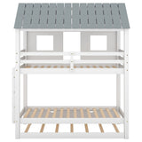 Twin Size House Bunk Bed With Trundle, Roof And Windows - White / Gray - Bunk Beds available at Alpine Outlets in Denver