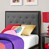 Twin Tufted Button Fabric and Steel Platform Bed in Brown - Platform Bed available at Alpine Outlets in Denver