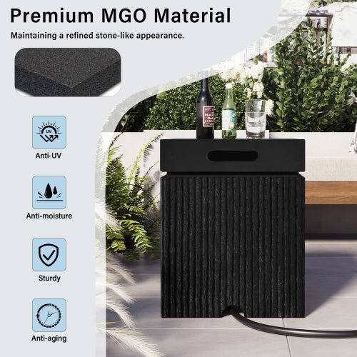 U_STYLE 2 - Piece 41.9" Propane Fire Pit Set with MGO Tank Cover Table - 🟢 Fire Pits available at Alpine Outlets in Denver