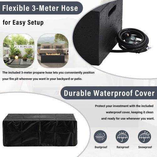 U_STYLE 2 - Piece 41.9" Propane Fire Pit Set with MGO Tank Cover Table - 🟢 Fire Pits available at Alpine Outlets in Denver
