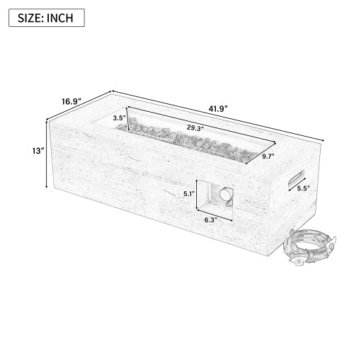 U_STYLE 2 - Piece 41.9" Propane Fire Pit Set with MGO Tank Cover Table - 🟢 Fire Pits available at Alpine Outlets in Denver