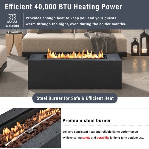 U_STYLE 2 - Piece 41.9" Propane Fire Pit Set with MGO Tank Cover Table - 🟢 Fire Pits available at Alpine Outlets in Denver